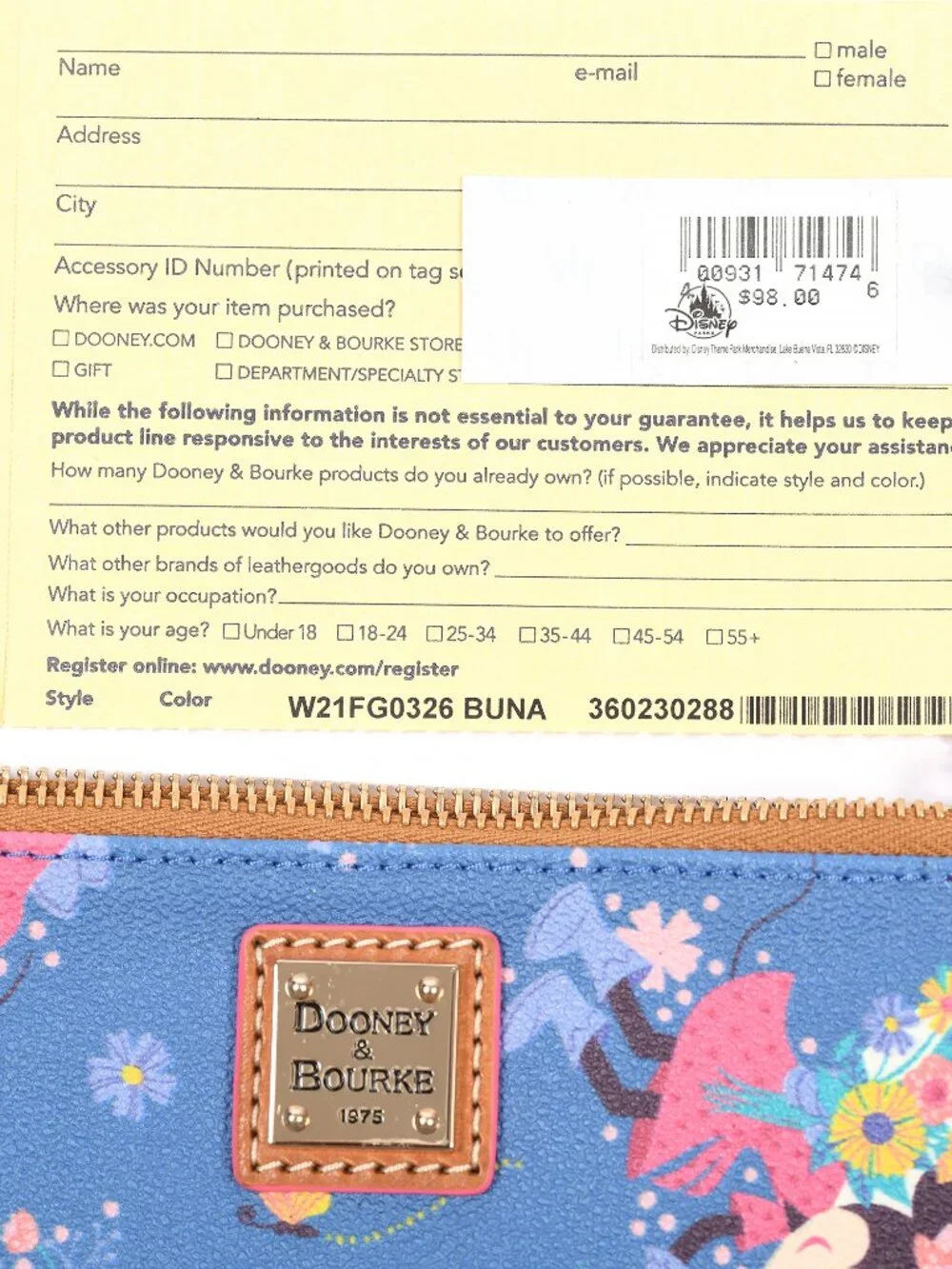 2021 EPCOT Flower & Garden Festival Disney Dooney Bourke Minnie Wristlet NWT